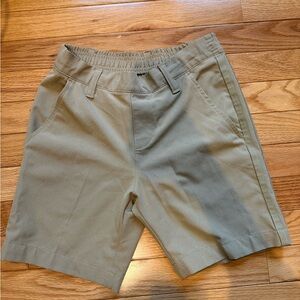 adidas boys Khaki Flat-Front Elastic-Waist Shorts